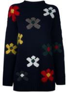 Dondup Flower Intarsia Jumper, Women's, Size: Medium, Blue, Acrylic/nylon/mohair/wool