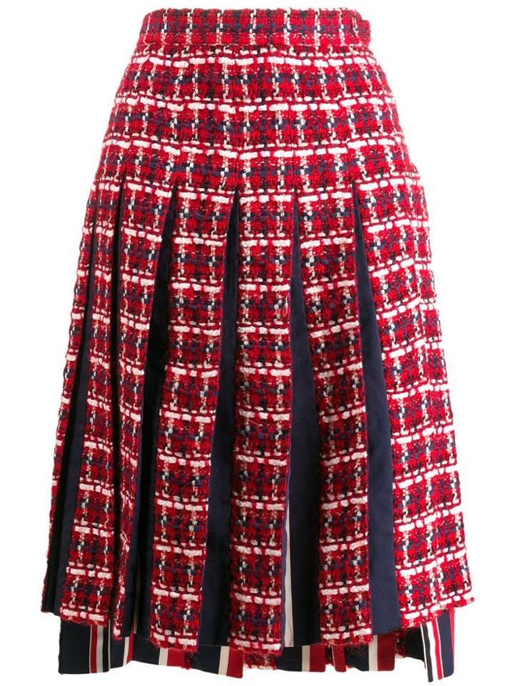 Thom Browne Gun Club Check Chiffon Skirt - Red