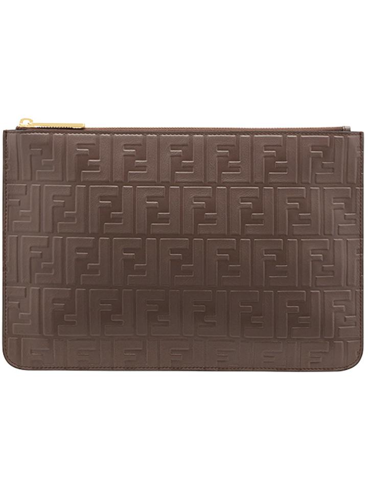 Fendi Monogram Zipped Pouch - Brown
