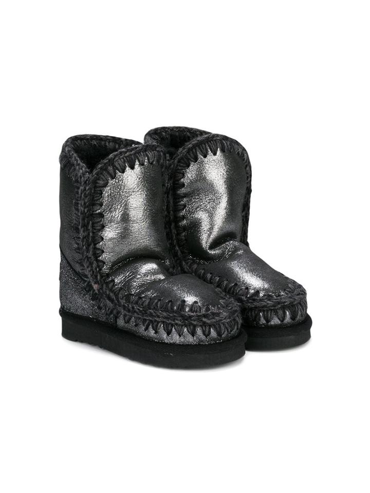 Mou Kids Metallic Eskimo Boots - Black
