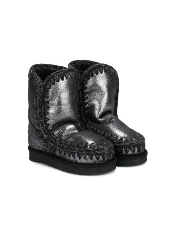 Mou Kids Metallic Eskimo Boots - Black