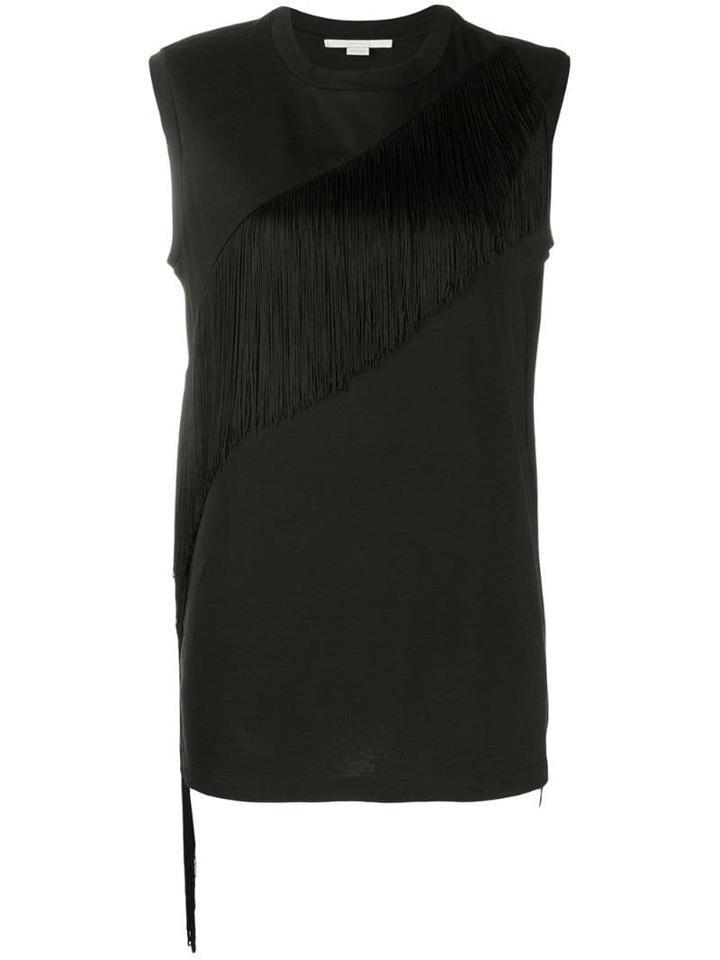 Stella Mccartney Asymmetric Fringe Top - Black