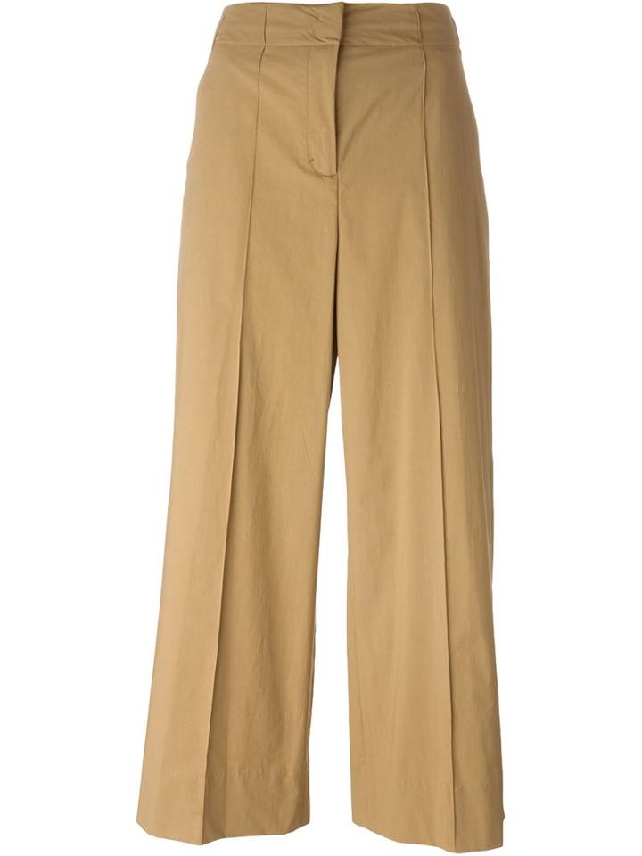 Dorothee Schumacher Wide Leg Cropped Trousers, Women's, Size: 2, Brown, Cotton/spandex/elastane