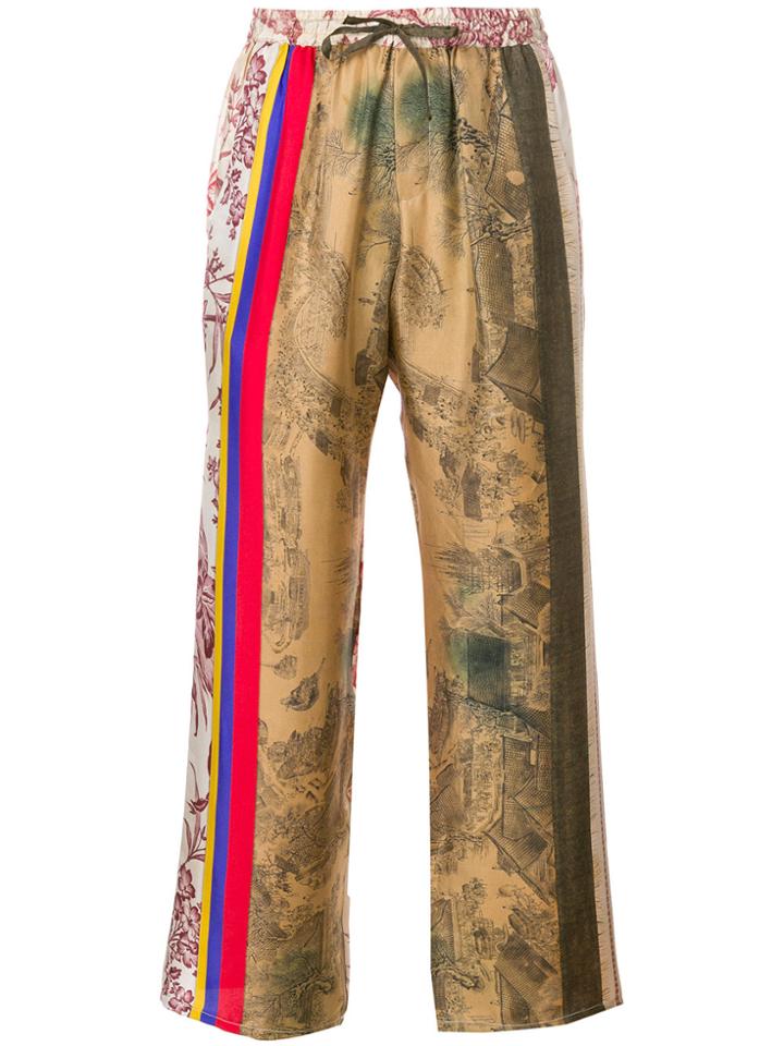 Pierre-louis Mascia Aloe Printed Cropped Trousers - Multicolour