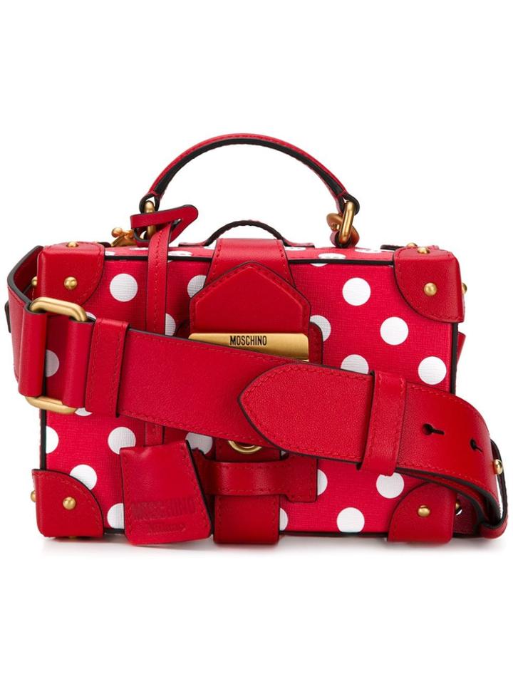 Moschino Mini Polka Dot Box Tote - Red