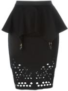 Murmur Mesh Peplum Skirt, Women's, Size: 36, Black, Polyamide/spandex/elastane/nylon/viscose