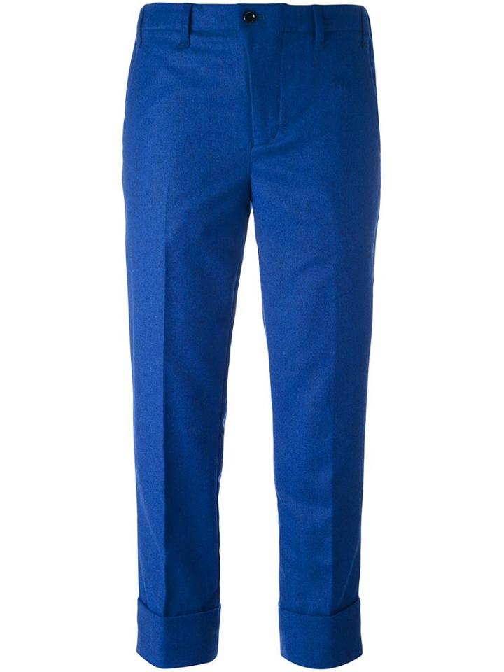 Julien David Cropped Trousers, Women's, Size: Small, Blue, Wool