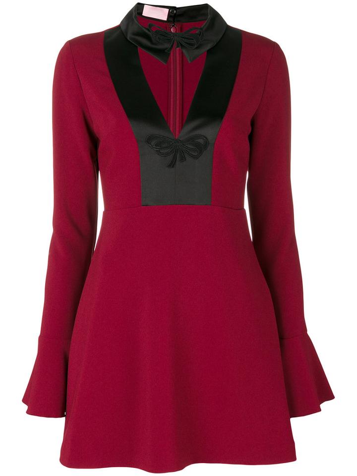Giamba - Pointed Collar Short Dress - Women - Polyester/spandex/elastane/acetate/viscose - 42, Red, Polyester/spandex/elastane/acetate/viscose