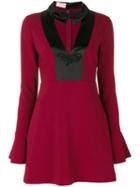 Giamba - Pointed Collar Short Dress - Women - Polyester/spandex/elastane/acetate/viscose - 42, Red, Polyester/spandex/elastane/acetate/viscose