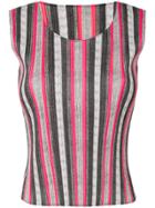 Pleats Please By Issey Miyake Striped Sleeveless Top - Multicolour