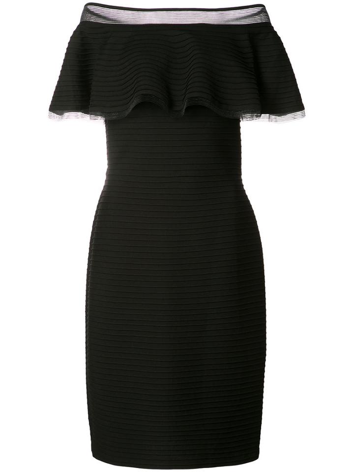 Tadashi Ruffled Off Shoulder Dress, Women's, Size: Small, Black, Spandex/elastane/nylon/rayon