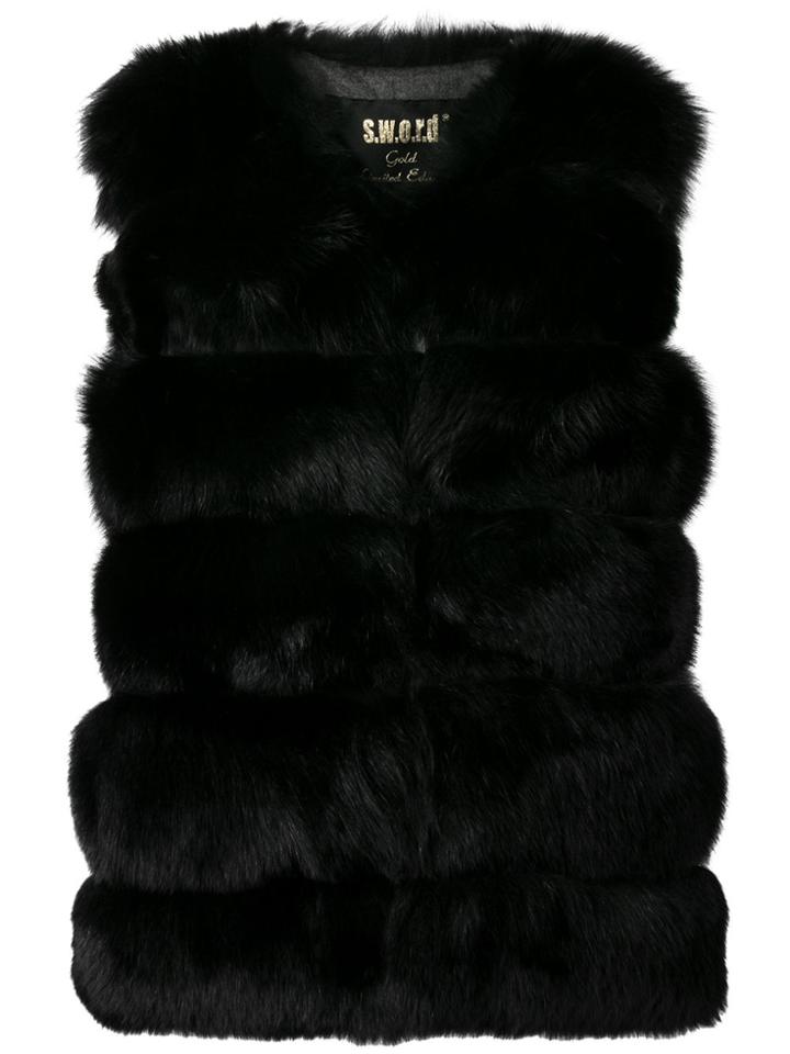 S.w.o.r.d 6.6.44 Sleeveless Fur Vest - Black