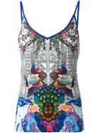 Piccione. Piccione Peacock Print Cami Top