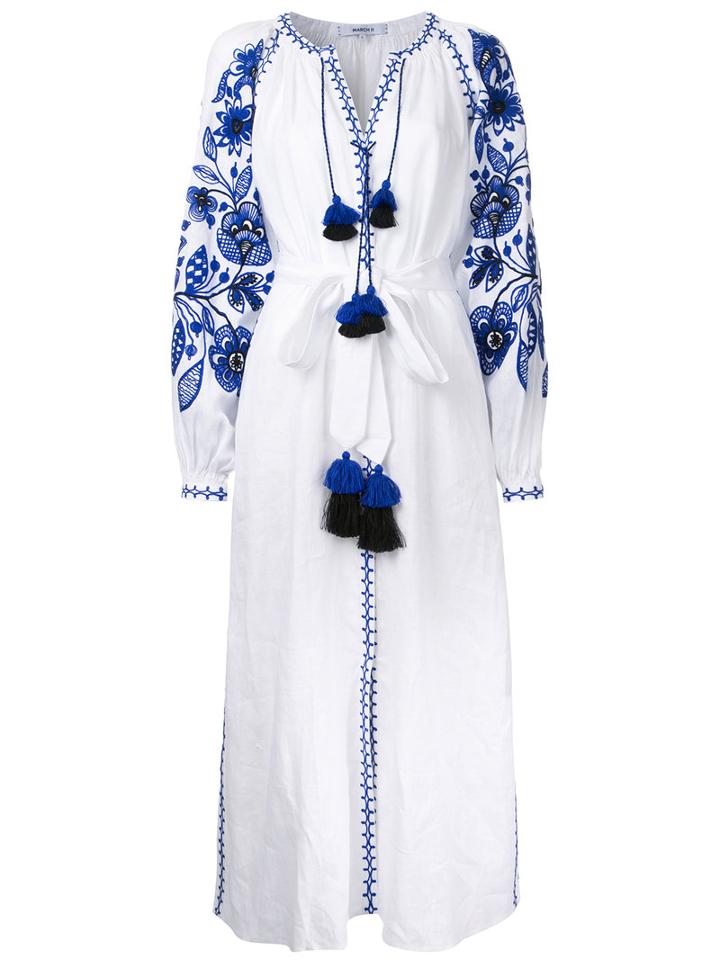 March 11 Flower Pixel Dress, Women's, Size: Small, White, Linen/flax