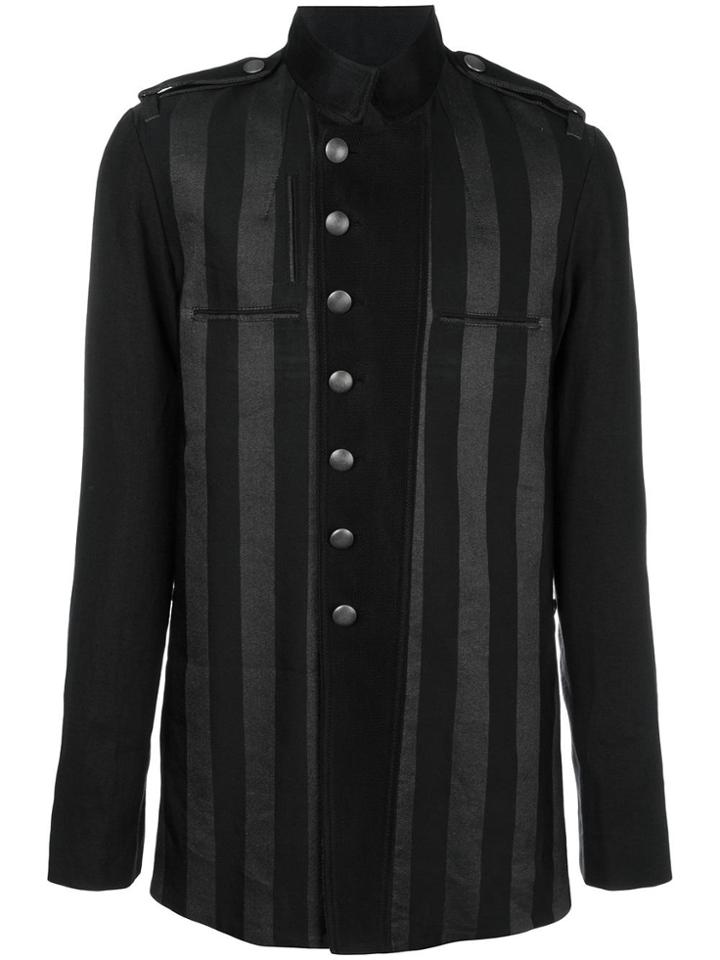 Ann Demeulemeester Striped Mid Coat - Black