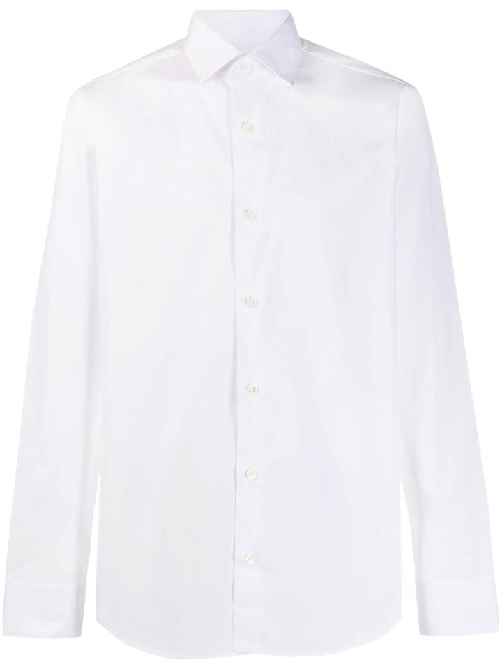 Z Zegna Longsleeved Curved Hem Shirt - White