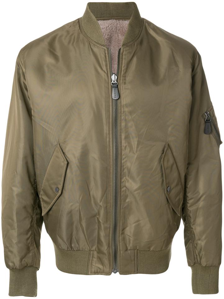Yves Salomon Zipped Bomber Jacket - Green