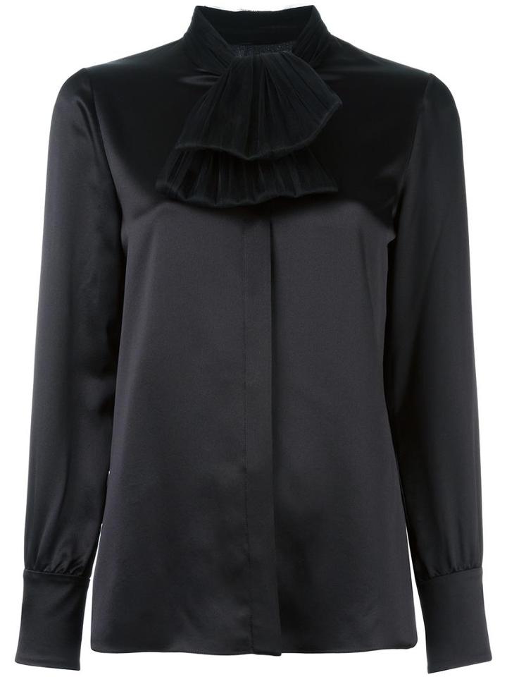 Saint Laurent Lavaliere Bow Blouse, Women's, Size: 40, Black, Silk/polyamide