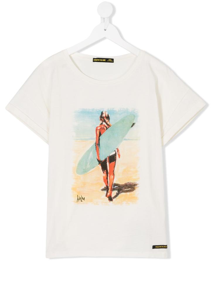 Finger In The Nose Surfer Print T-shirt - Nude & Neutrals