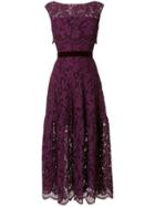 Talbot Runhof Floral Lace Dress - Pink & Purple