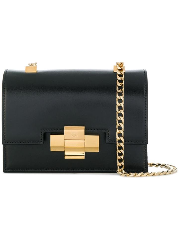 No21 Metallic Lock Crossbody Bag - Black