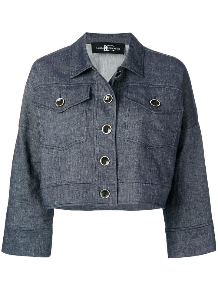 Luisa Cerano Cropped Button Jacket - Blue