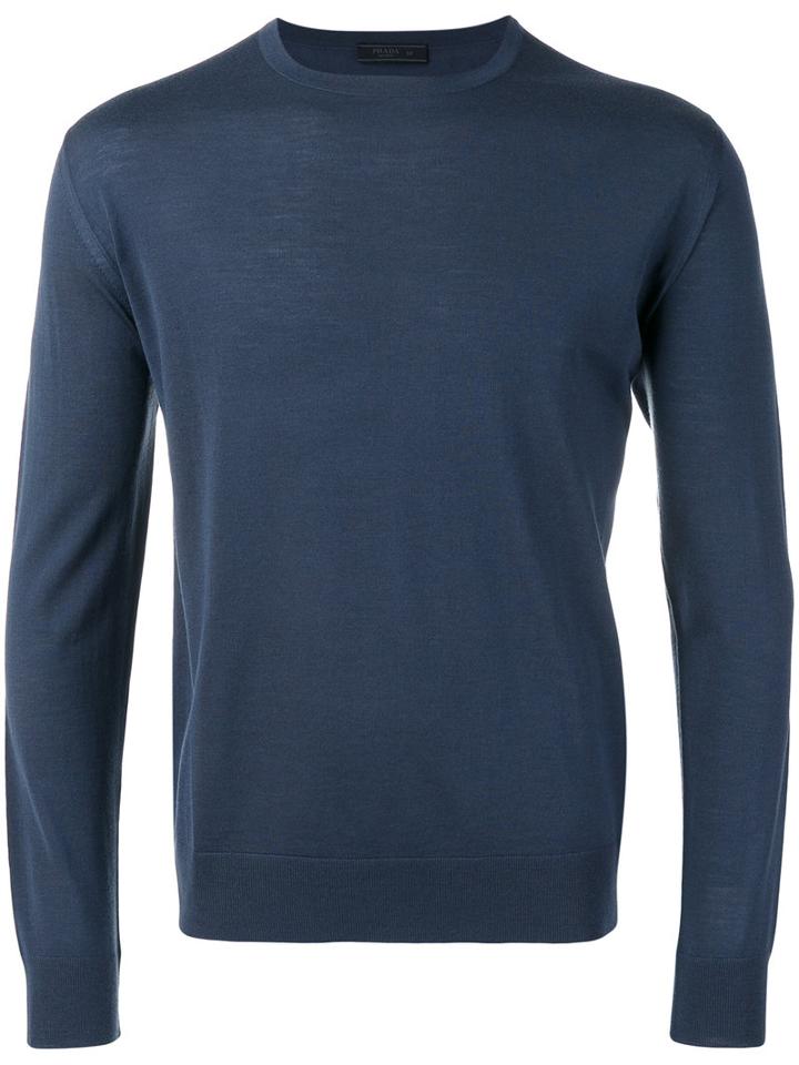 Prada Crew Neck Jumper, Men's, Size: 50, Grey, Virgin Wool