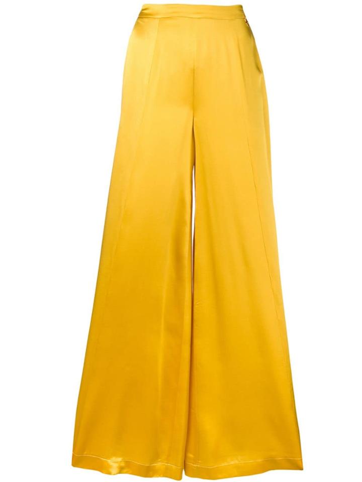 L'autre Chose Satin Palazzo Trousers - Yellow