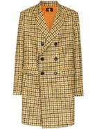 Duo Checked Double-breasted Coat - Yellow