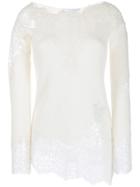 Ermanno Scervino Lace Panel Slim-fit Jumper - Neutrals