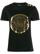 Balmain Metallic Emblem Logo T-shirt - Black