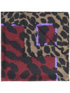 Diane Von Furstenberg Colour-block Silk Leopard Print Scarf - Red