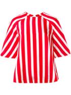 Msgm Striped Oversized T-shirt, Women's, Size: 40, Red, Cotton/viscose