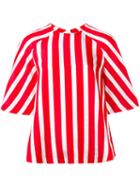 Msgm Striped Oversized T-shirt, Women's, Size: 40, Red, Cotton/viscose