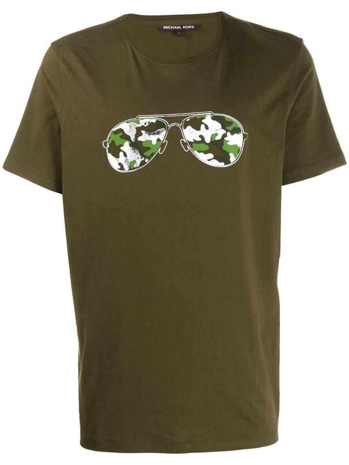 Michael Michael Kors Aviator Sunglasses Print T-shirt - Green