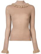 Jill Stuart Ruffled Collar Knit Sweater - Neutrals