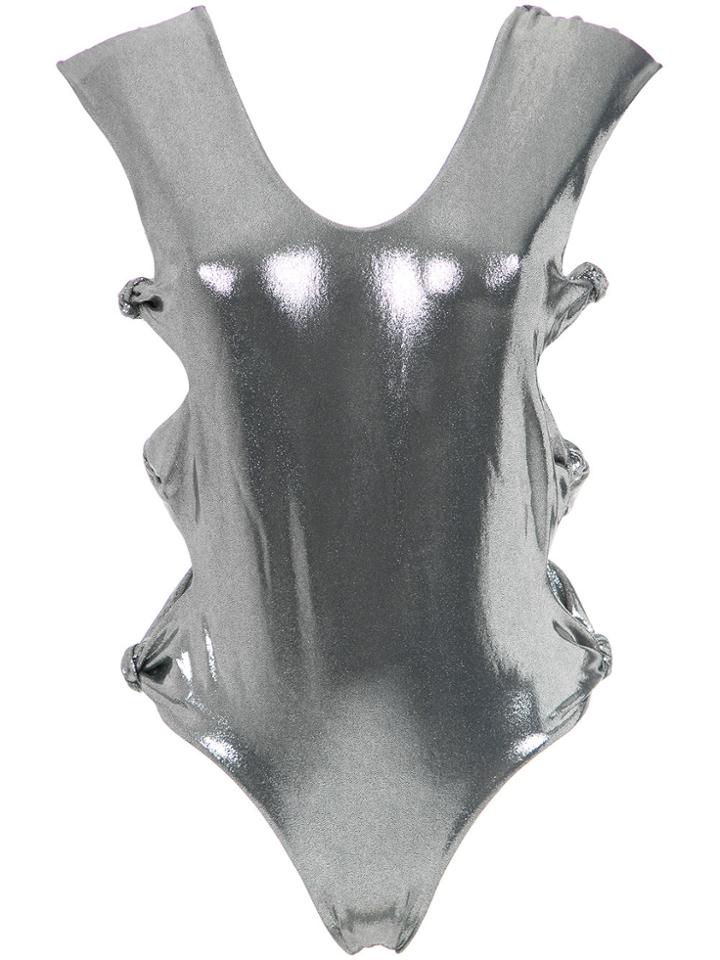 Amir Slama Side Knots Swuimsuit - Metallic