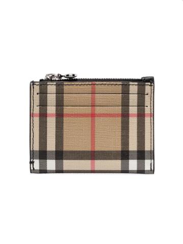 Burberry Simone Check E-canvas Card Holder - Brown