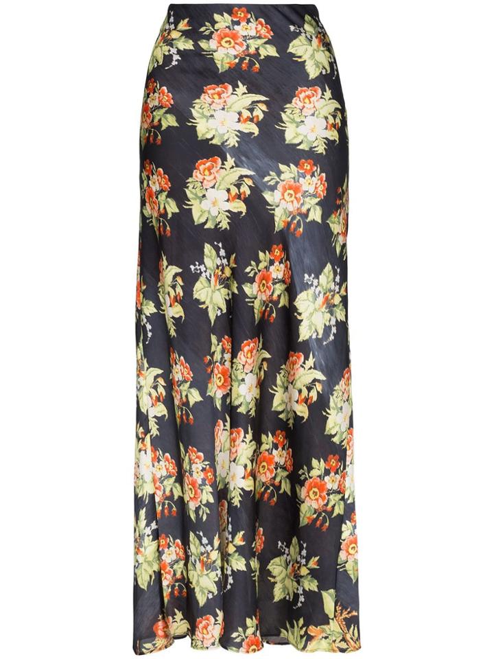 Paco Rabanne Floral Print Maxi-skirt - Black