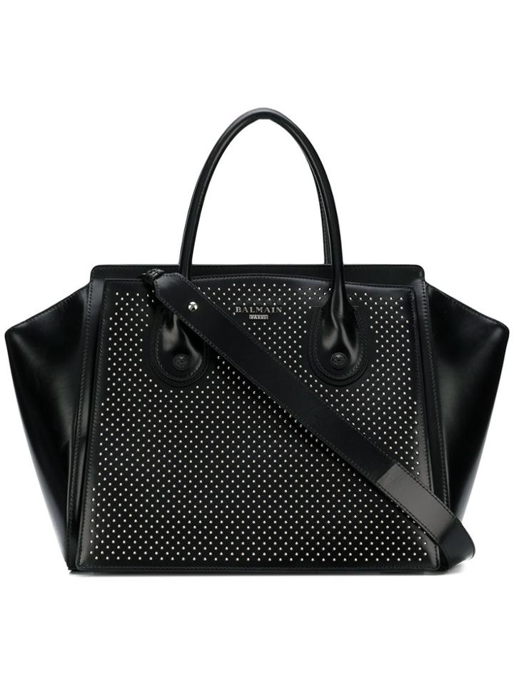 Balmain Studded Trapeze Tote - Black