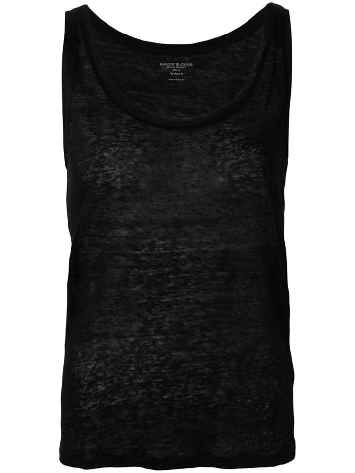 Majestic Filatures Round Neck Tank Top - Black