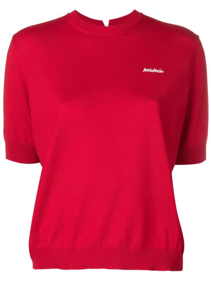 Miu Miu Embroidered Logo Knitted Top