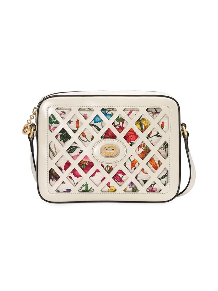 Gucci Small Cutout Flora Shoulder Bag - White