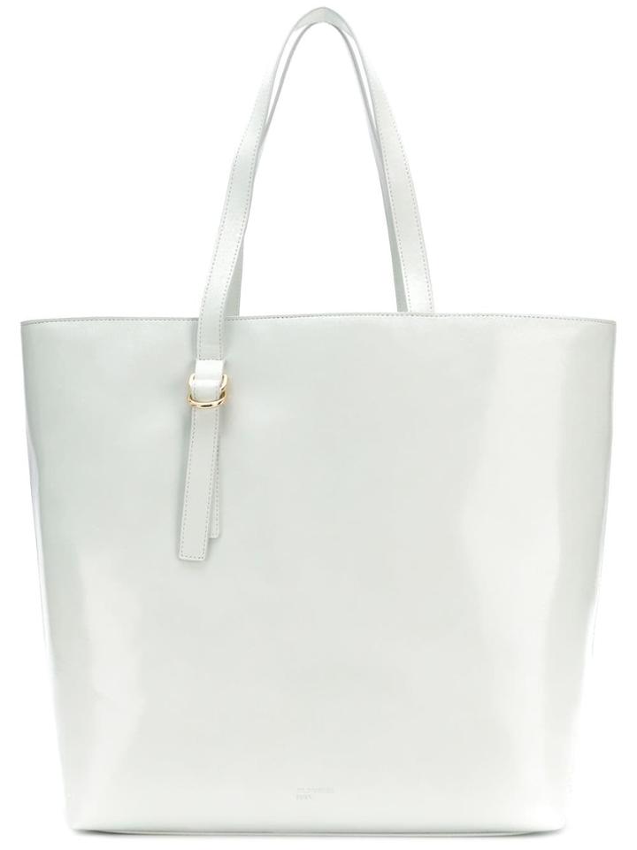 Jil Sander Navy Large Tote Bag - White