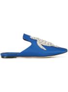 Sanayi 313 Embroidered Turtle Patch Slippers - Blue