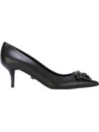 Versace Medusa Pumps, Women's, Size: 37.5, Black, Calf Leather/leather