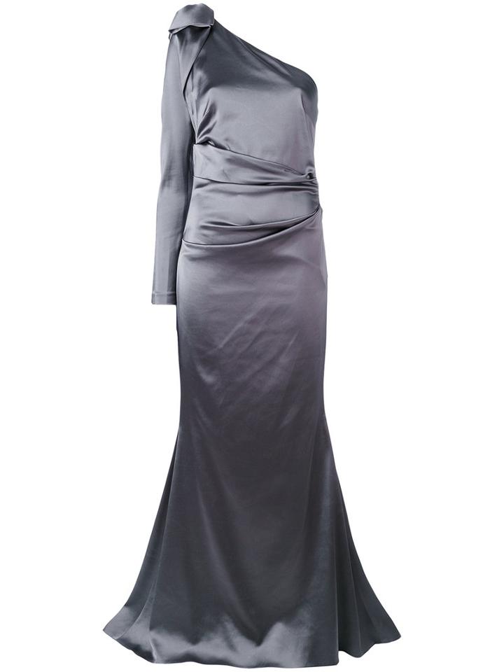 Talbot Runhof - Noelani I Evening Dress - Women - Polyester/spandex/elastane/acetate/viscose - 38, Grey, Polyester/spandex/elastane/acetate/viscose