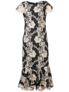 Alice+olivia Embroidered Fitted Dress - Black