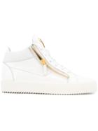 Giuseppe Zanotti Design Kriss Mid-top Sneakers, Women's, Size: 35, White, Patent Leather/leather/rubber