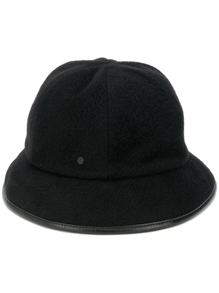 Maison Michel Leather Trim Hat - Black